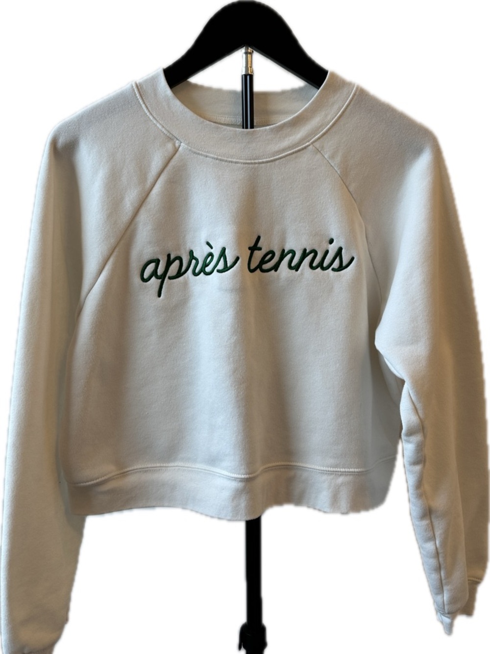 Custom Apres Tennis Crewneck Sweatshirt in Green Script- Country Club Chic